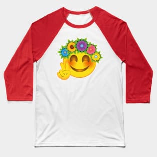 Smiley Hippie Flower Child Emoticon Baseball T-Shirt